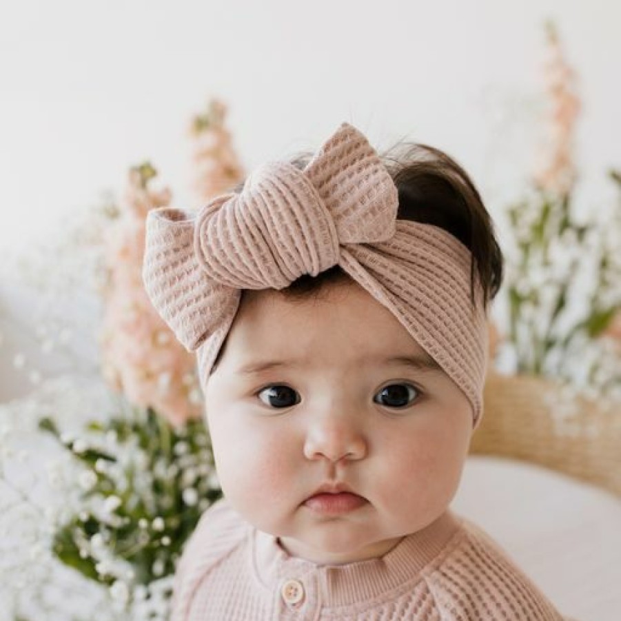 Clothing * | Jamie Kay Preemie + Newborn Dusky Rose Organic Cotton Waffle Knit Headband