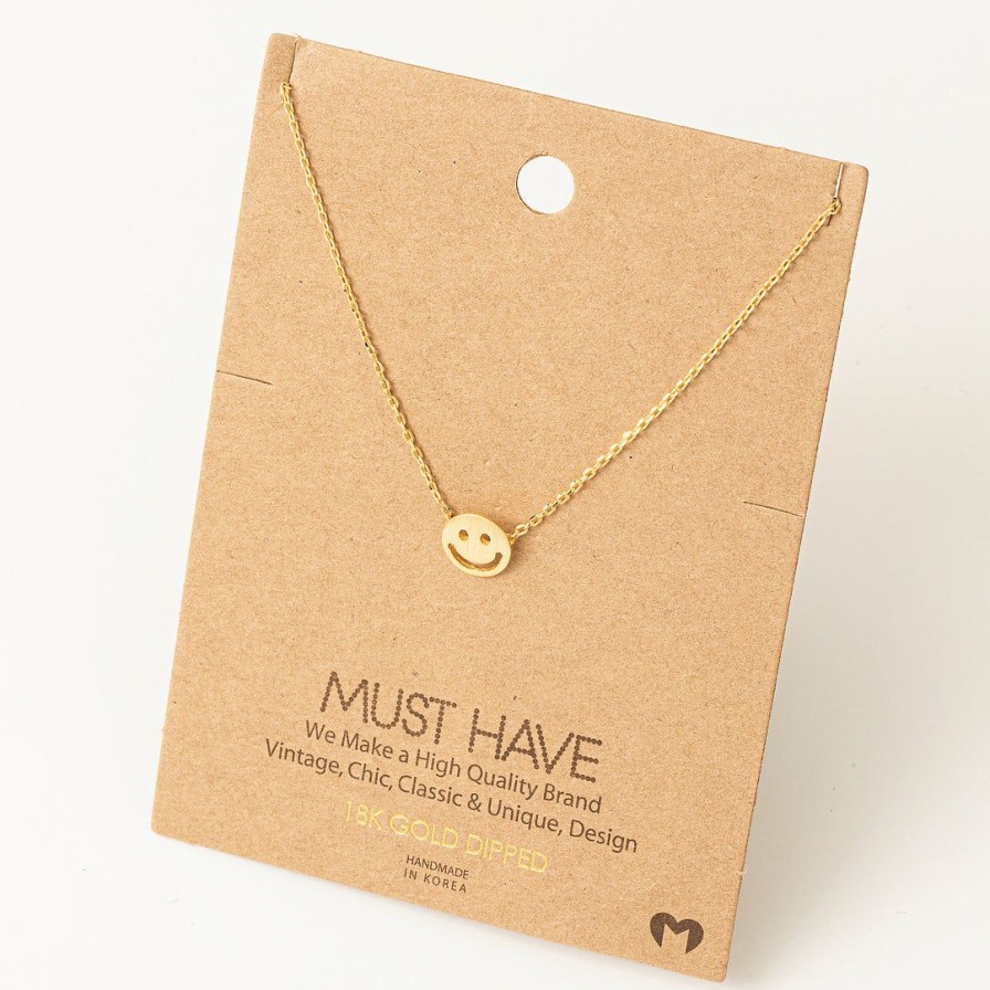 Women * | Fame Accessories Necklaces Mini Smiley Face Pendant Necklace