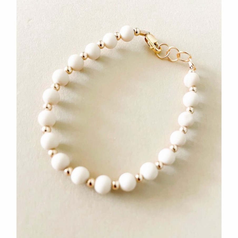 Women * | Little Lunds Co Cream + Gold Bracelet Jewelry