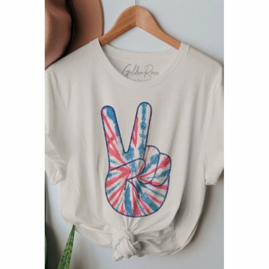 Women * | J+J Peace Sign Cream America Tee