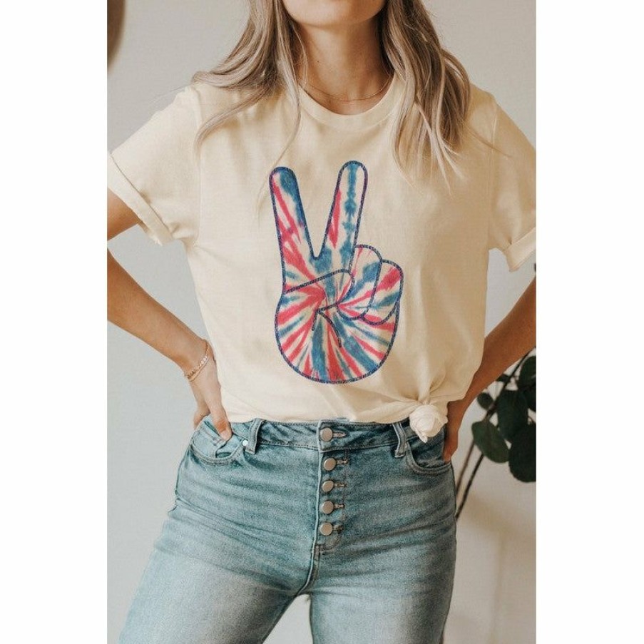 Women * | J+J Peace Sign Cream America Tee