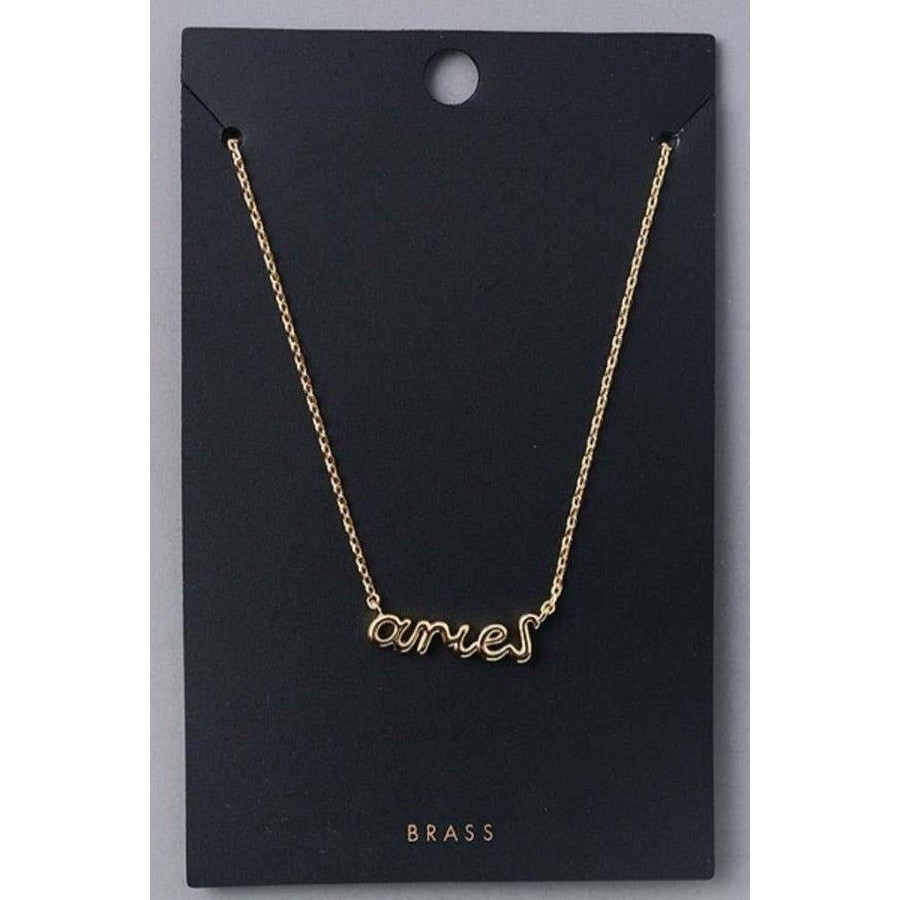 Women * | Fame Accessories Gold Aries Zodiac Sign Necklace Necklaces