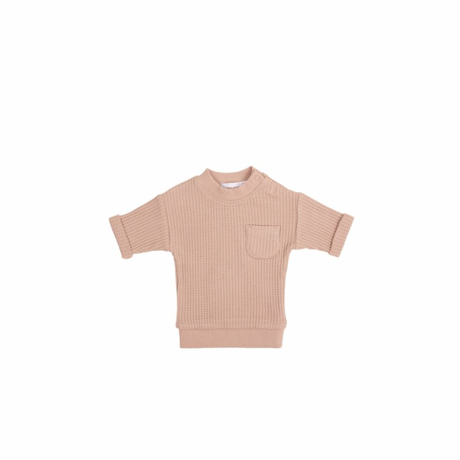 Clothing * | Jamie Kay Knits Dusky Rose Organic Cotton Waffle Easton Top