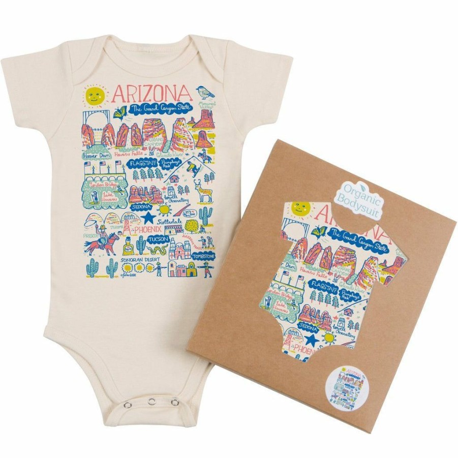 Clothing * | Morado Design Arizona Map Natural Organic Onesie Bodysuits