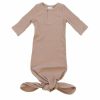 Clothing * | Mebie Baby Preemie + Newborn Pale Pink Organic Cotton Ribbed Knotted Gown