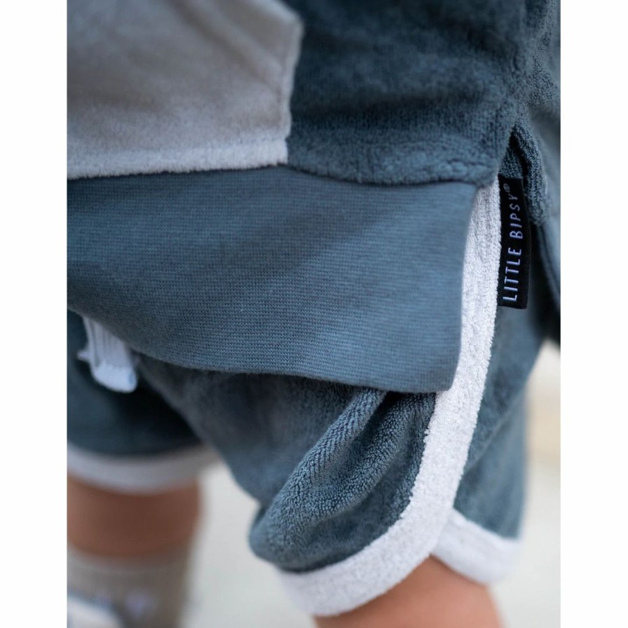 Clothing * | Little Bipsy Bottoms Slate Blue Terry Track Shorts