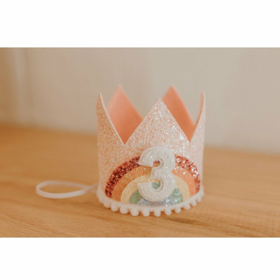 Party Time * | Cutest Little Party # 3 Baby Pink Glitter + Pastel Rainbow + White Glitter Crown Crowns