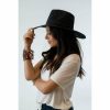 Women * | J+J Black Whimsy Straw Hat