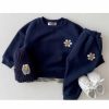 Clothing * | This Kid Clothing Co Two-Piece Sets Navy Daisy Sweatsuit