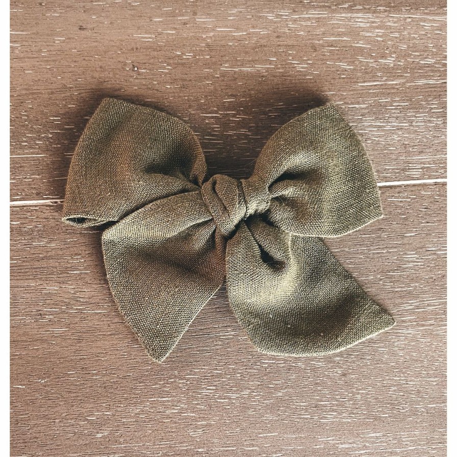 Headwear * | Mae + Skye Linen Moss Oversized Pinwheel Hair Clip Headwear