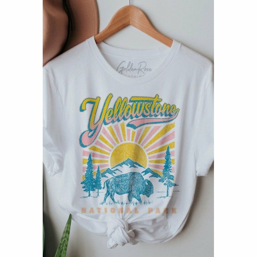 Women * | J+J Yellowstone National Park White Tee