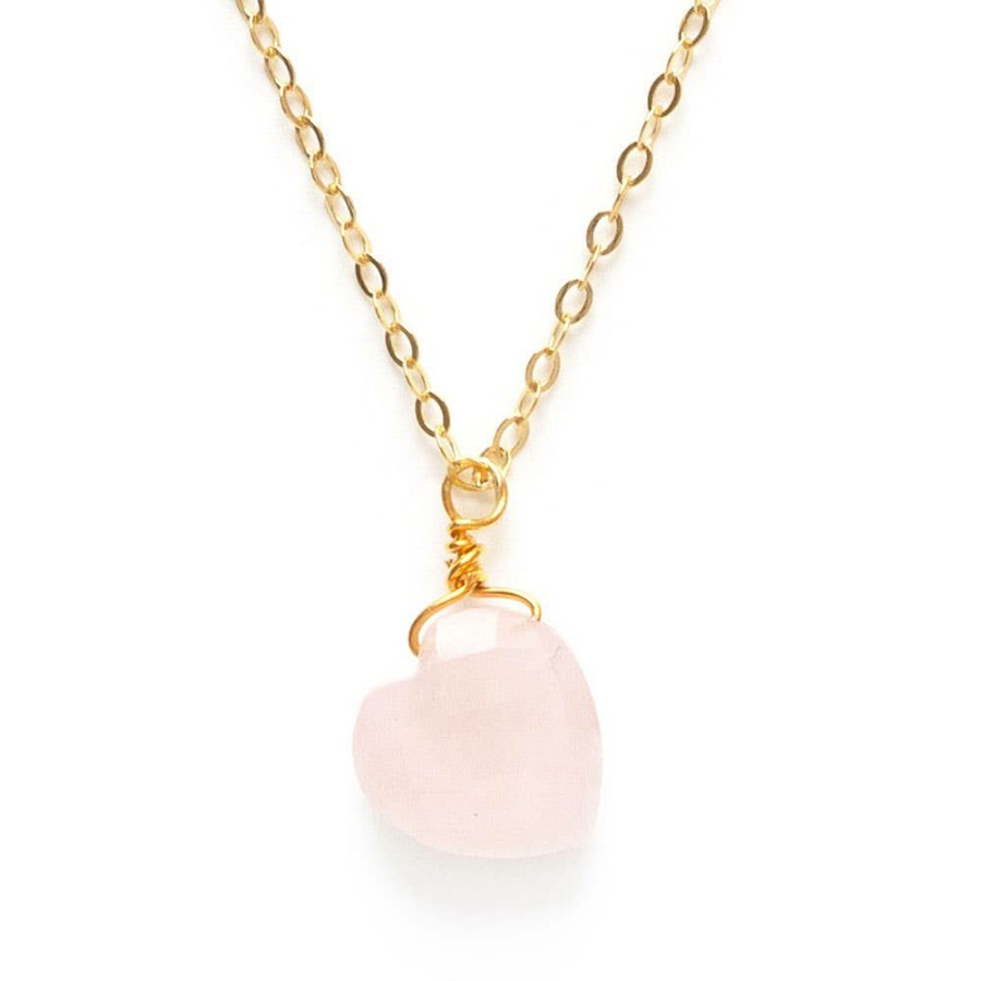 Women * | Amano Studio Rose Quartz Heart Faceted Necklace