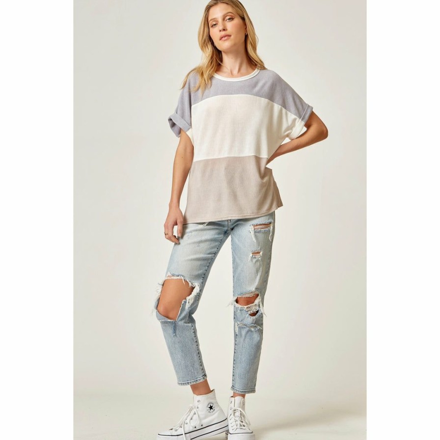 Women * | J+J Oversized Color Block Top Tops