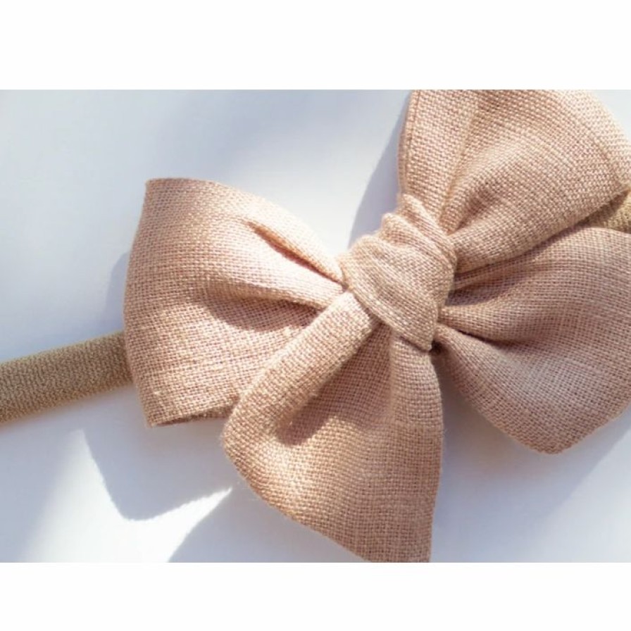 Headwear * | Mae + Skye Headwear Pink Crepe Mini Pinwheel Bow Nylon Headband