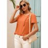 Women * | J+J Tops Orange Dainty Ruffle Summer Blouse