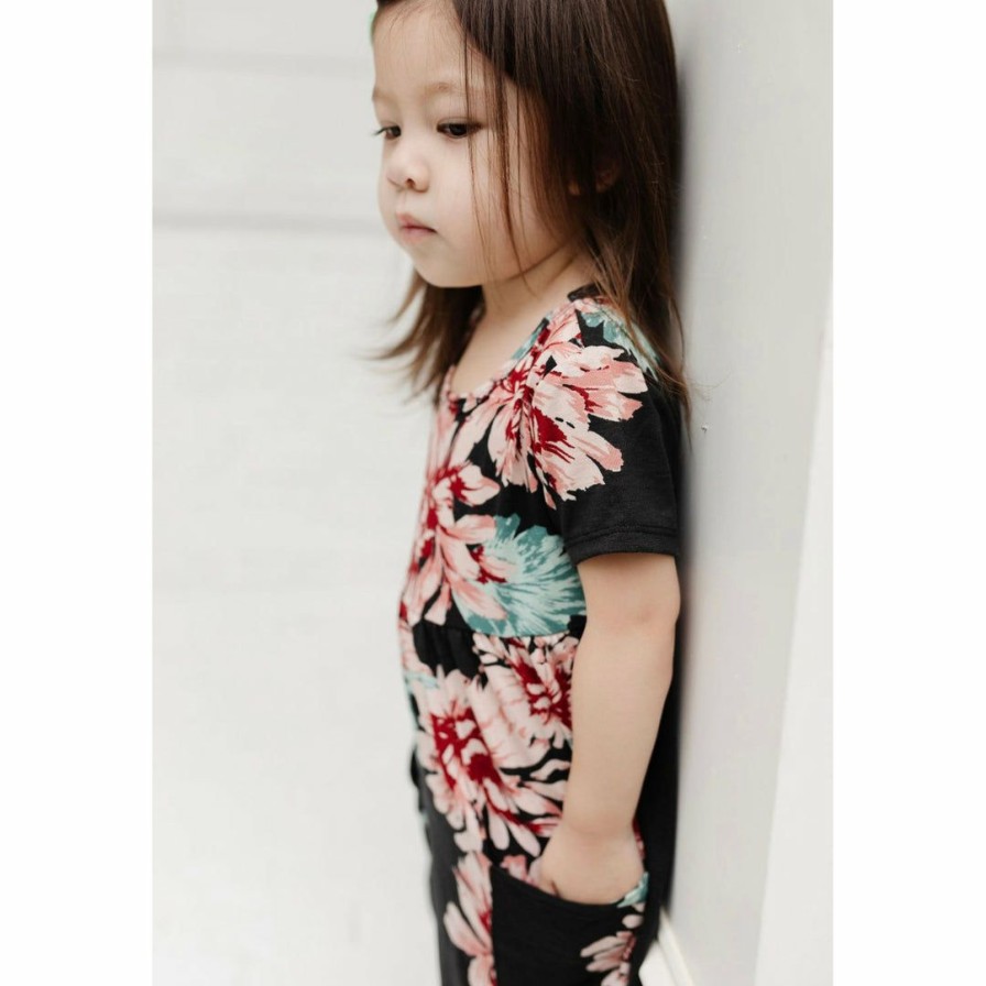 Clothing * | Lia + Lou Dresses Black Floral Pocket Dress