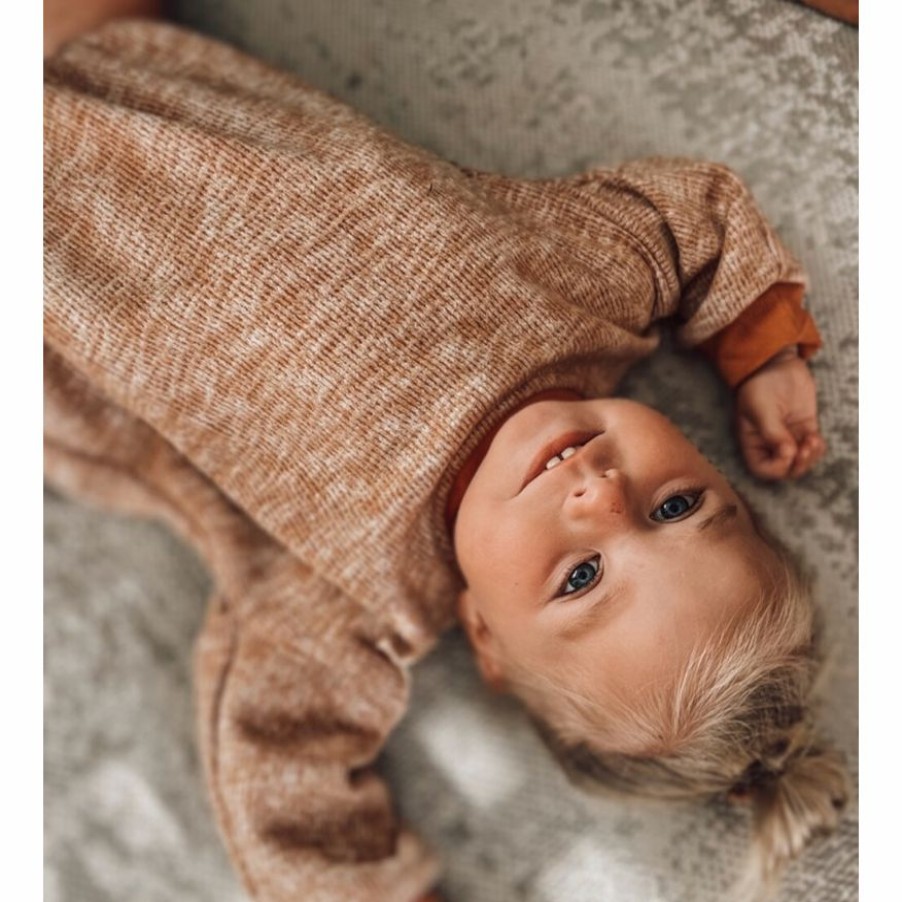 Clothing * | Minikane Overalls + Rompers Copper Long Sleeve Bubble Romper