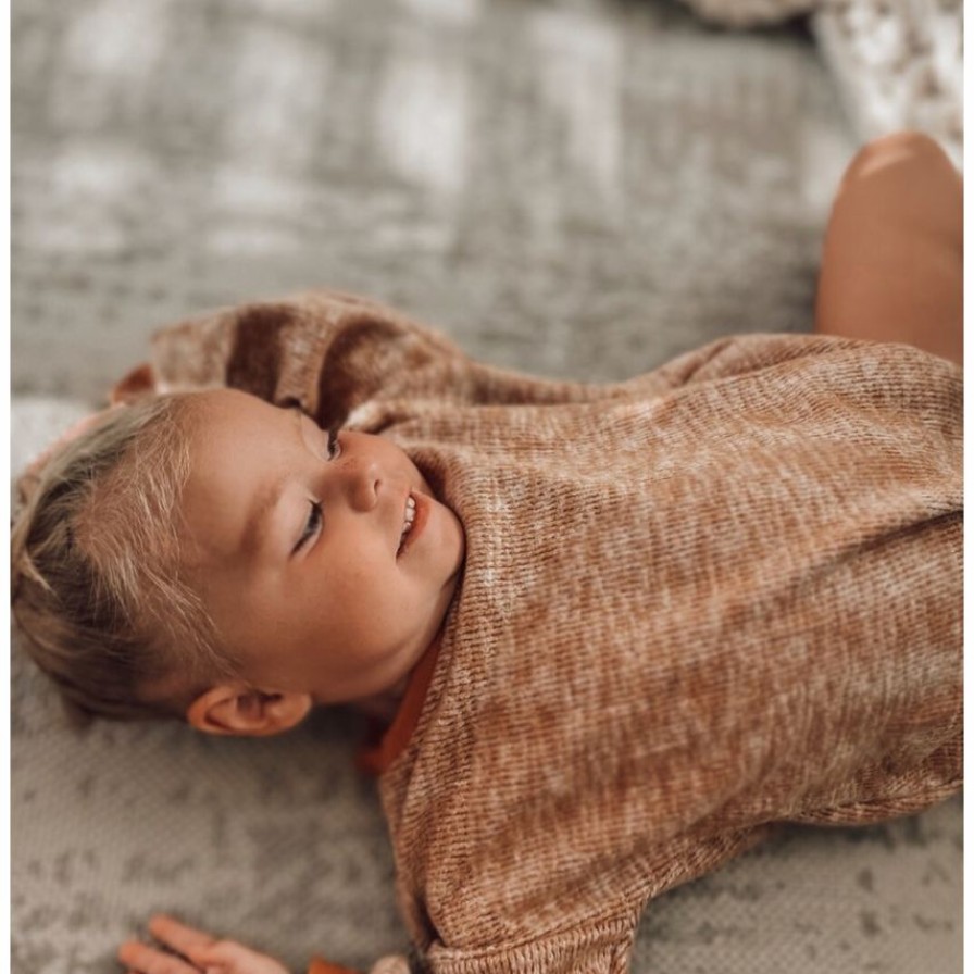 Clothing * | Minikane Overalls + Rompers Copper Long Sleeve Bubble Romper