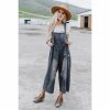 Women * | J+J Black Slouchy Denim Overalls