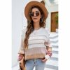 Women * | J+J Tops White Multi Striped Oversized Long Sleeve Sweater