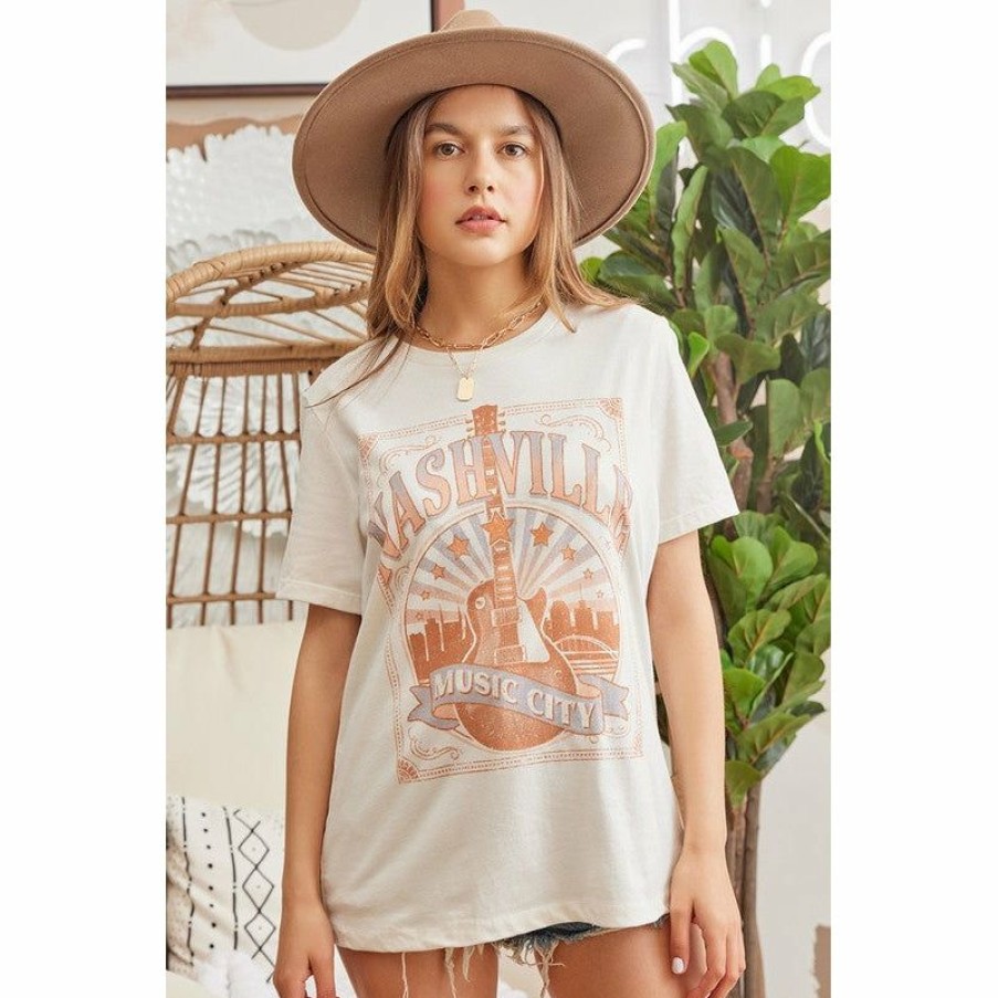 Women * | J+J Graphic Tees Nashville Cream Tee