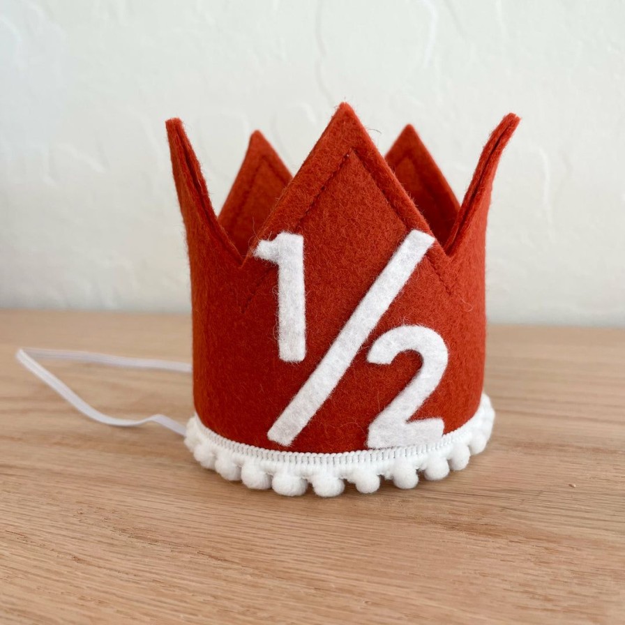 Party Time * | Cutest Little Party Party Time # 1/2 Copper Felt + White Pom Trim + White Crown