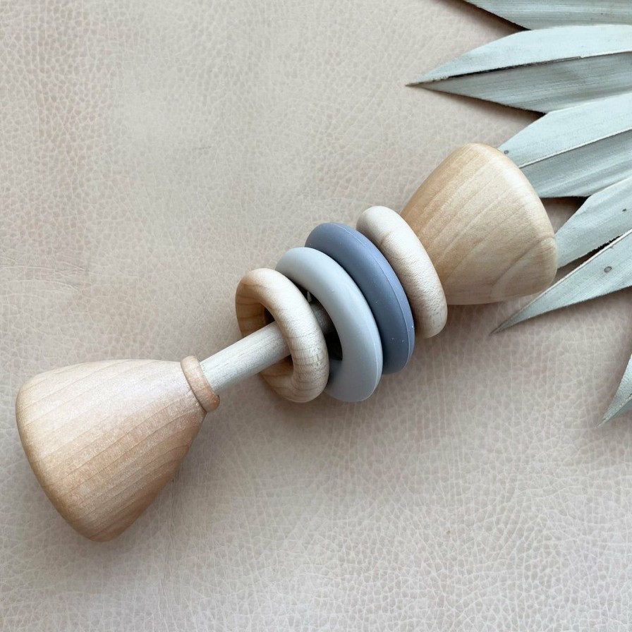 Toys * | Bannor Toys Beige + Taupe Classic Wooden Rattle