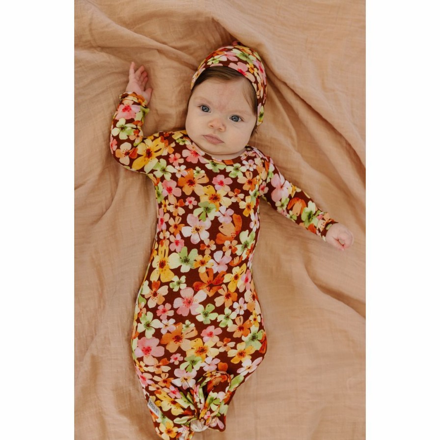 Clothing * | Liberty Floral Bamboo Knotted Gown Arrows & Bow X Joss + J Preemie + Newborn