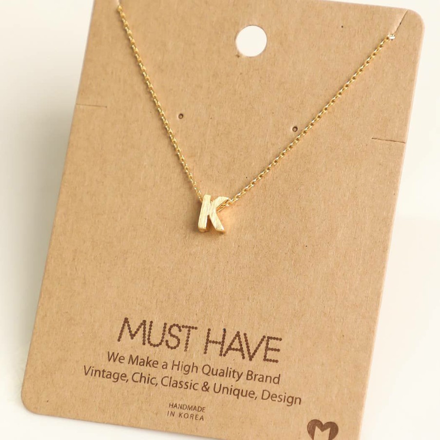 Women * | Fame Accessories Gold Initial K Necklace Necklaces