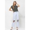 Women * | J+J Light Denim Cropped Flare Jeans Jeans + Pants