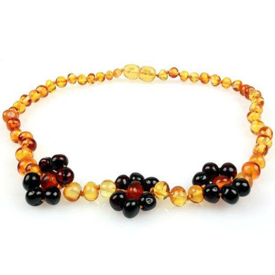 Jewelry * | Powell'S Owl Amber Gemstone Honey + Cherry Flower Necklace Jewelry