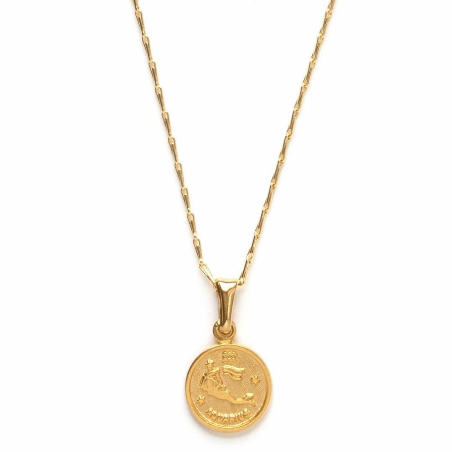 Women * | Amano Studio Tiny Zodiac Aquarius Gold Necklace Necklaces