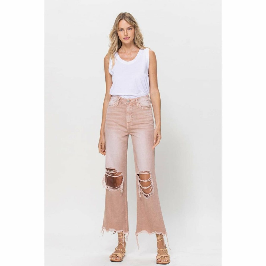 Women * | J+J Soft Pink Cropped Flare Jeans