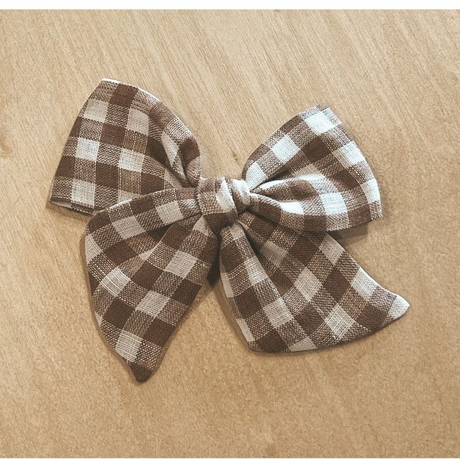 Headwear * | Mae + Skye Toffee Check Oversized Pinwheel Hair Clip