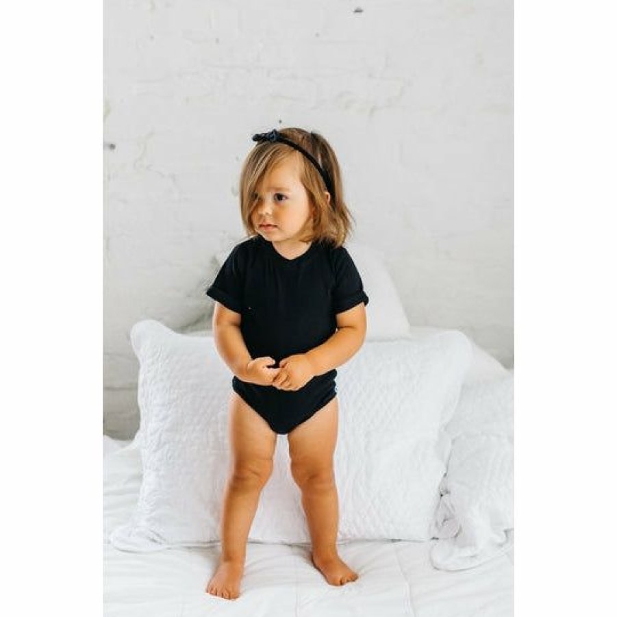 Clothing * | Little Bipsy Black Basic Bodysuit Onesie