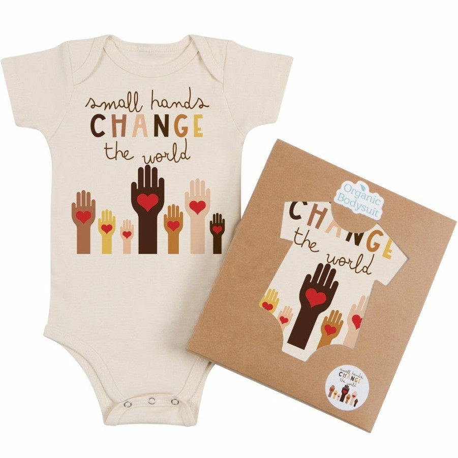 Clothing * | Morado Design Small Hands Change The World Organic Onesie