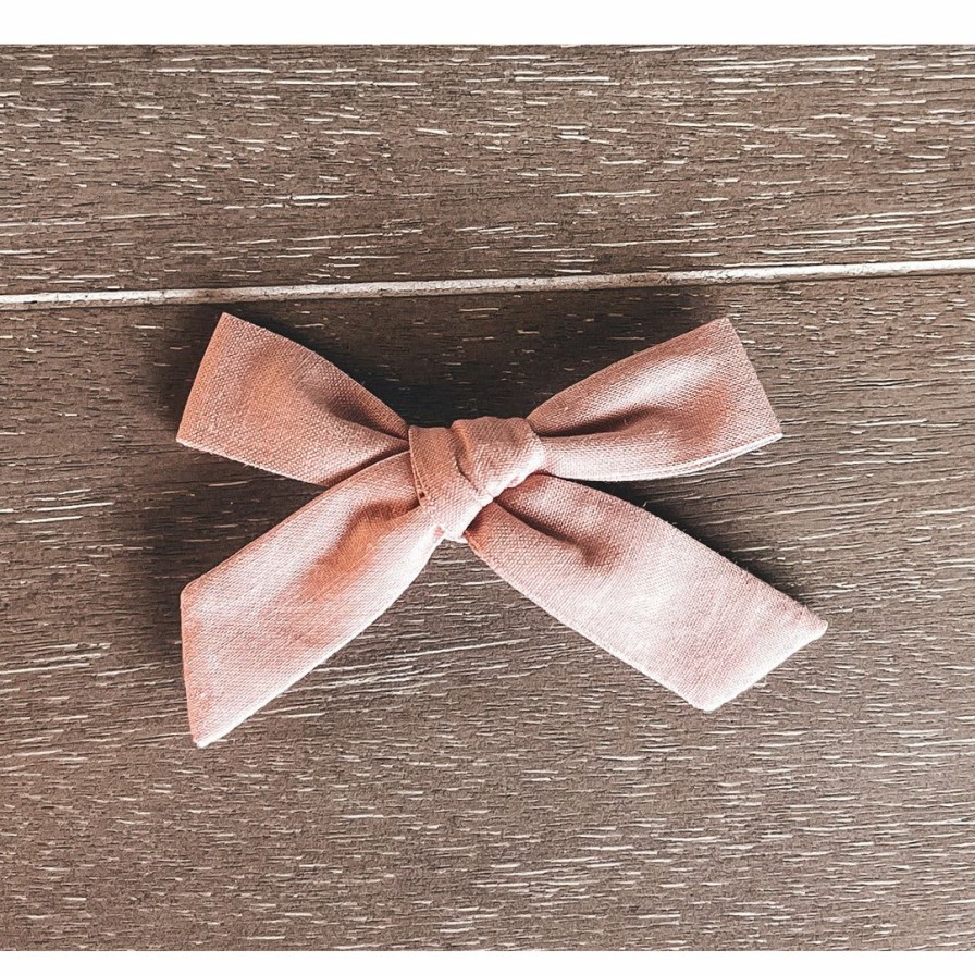 Headwear * | Mae + Skye Headwear Old Rose Petite Schoolgirl Bow Hair Clip