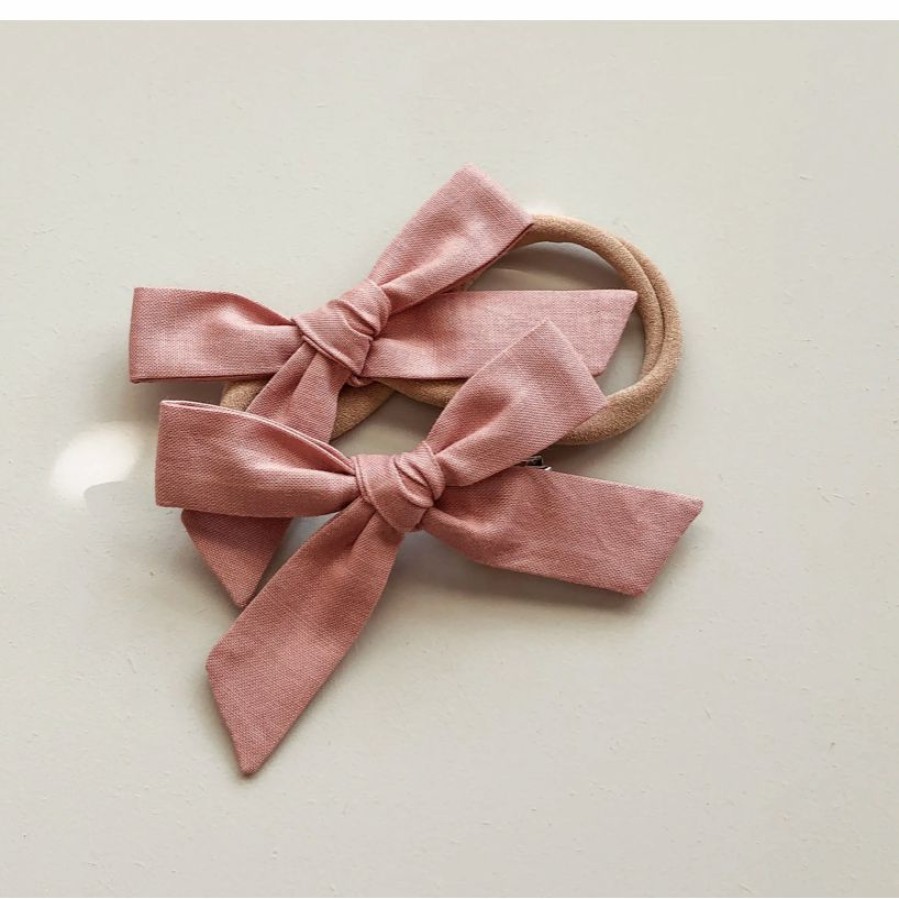 Headwear * | Mae + Skye Headwear Old Rose Petite Schoolgirl Bow Hair Clip