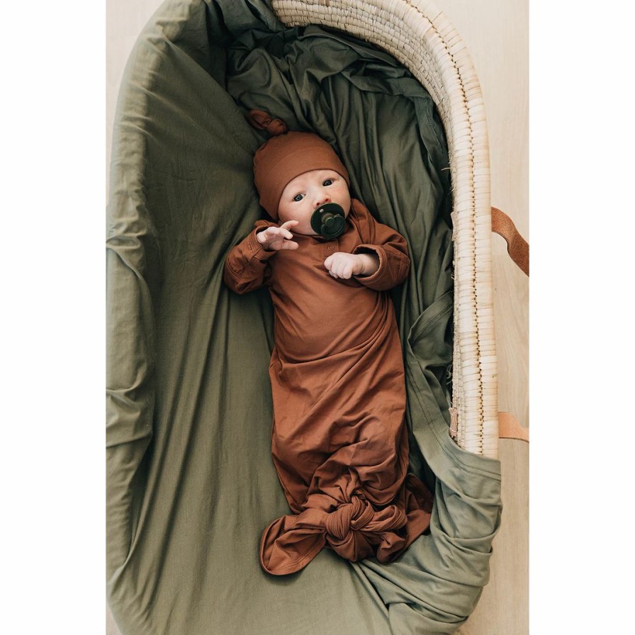 Clothing * | Mebie Baby Rust Bamboo Knotted Gown Preemie + Newborn