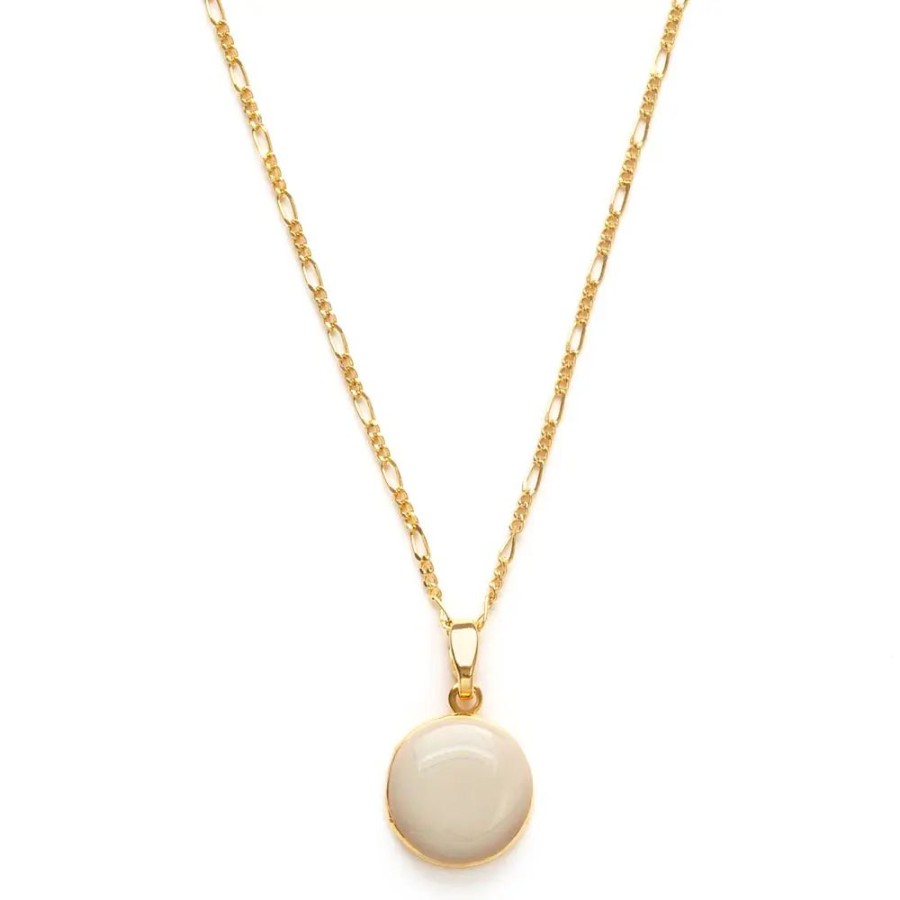 Women * | Amano Studio Necklaces Beige Round Locket Necklace