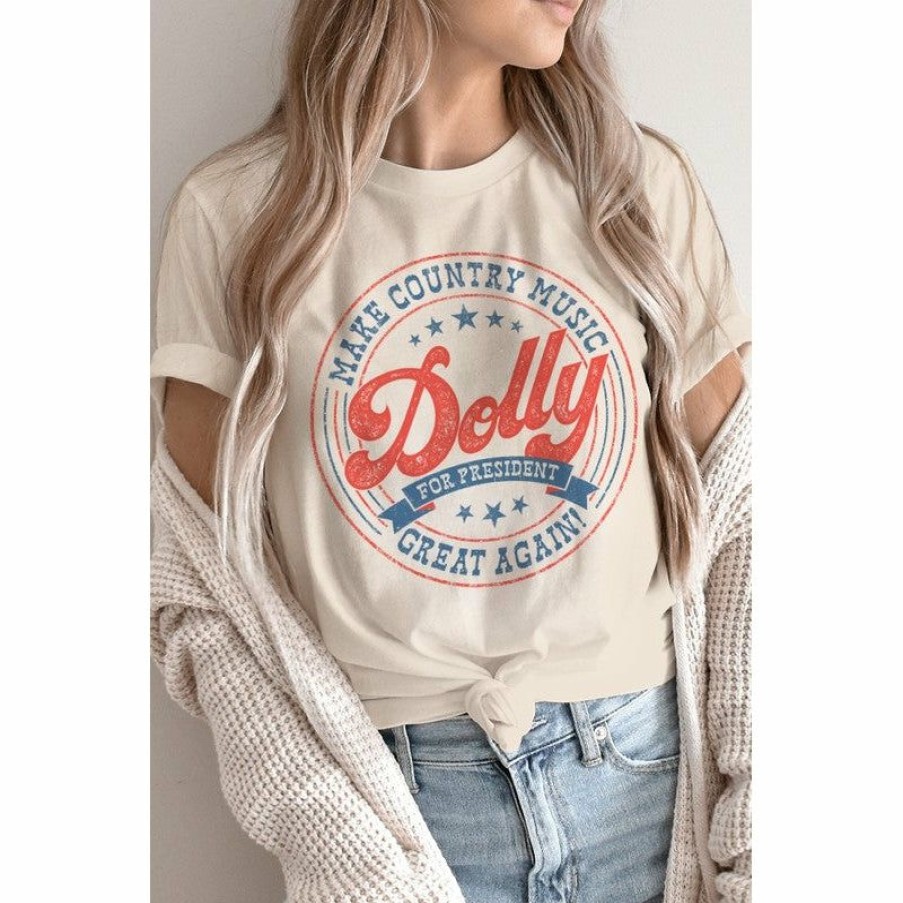 Women * | J+J Dolly For President Cream Tee Graphic Tees